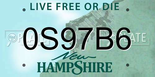 0S97B6 New Hampshire License Plate