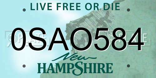 0SAO584 New Hampshire License Plate