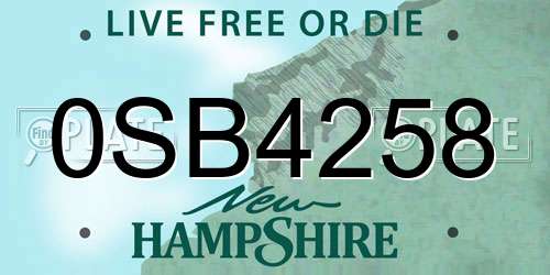 0SB4258 New Hampshire License Plate