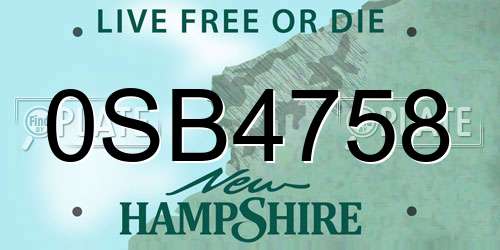 0SB4758 New Hampshire License Plate