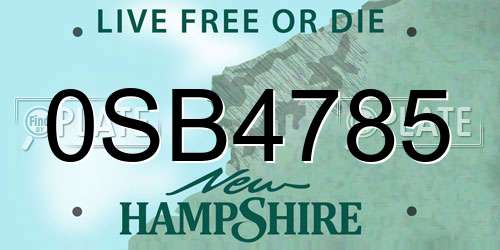 0SB4785 New Hampshire License Plate