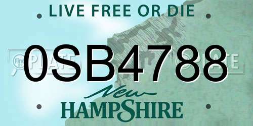 0SB4788 New Hampshire License Plate