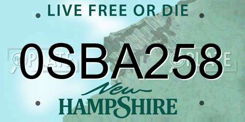 0SBA258 New Hampshire License Plate