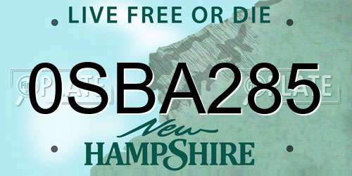 0SBA285 New Hampshire License Plate
