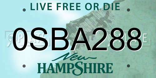 0SBA288 New Hampshire License Plate