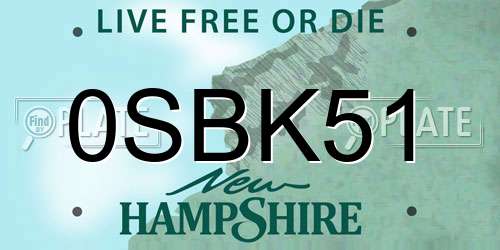 0SBK51 New Hampshire License Plate