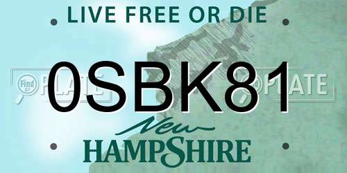 0SBK81 New Hampshire License Plate