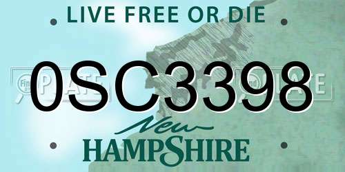 0SC3398 New Hampshire License Plate