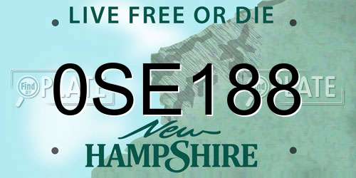 0SE188 New Hampshire License Plate