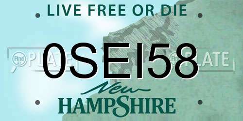 0SEI58 New Hampshire License Plate