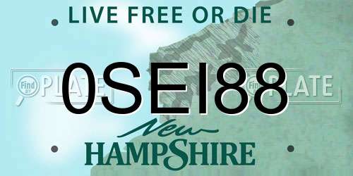 0SEI88 New Hampshire License Plate