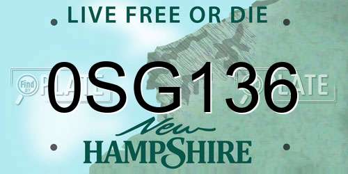 0SG136 New Hampshire License Plate