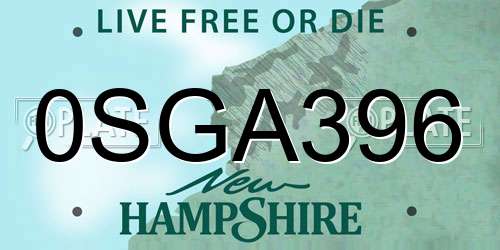 0SGA396 New Hampshire License Plate