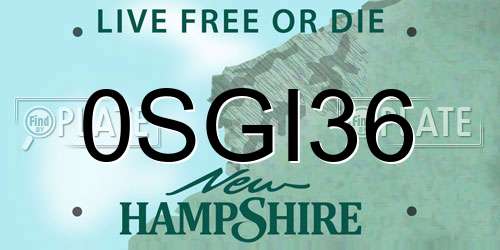 0SGI36 New Hampshire License Plate