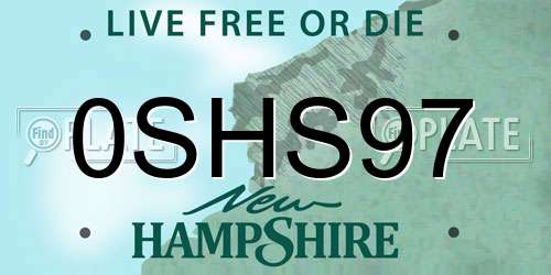 0SHS97 New Hampshire License Plate