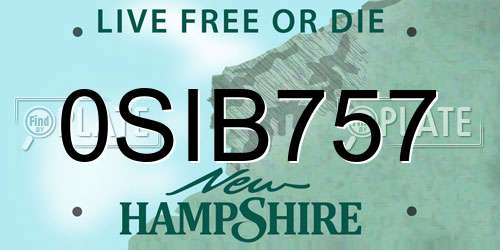 0SIB757 New Hampshire License Plate