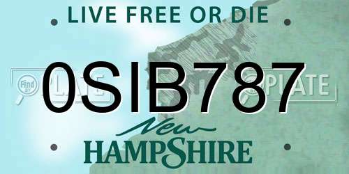 0SIB787 New Hampshire License Plate