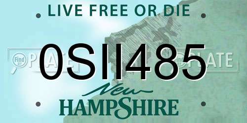 0SII485 New Hampshire License Plate