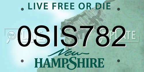 0SIS782 New Hampshire License Plate