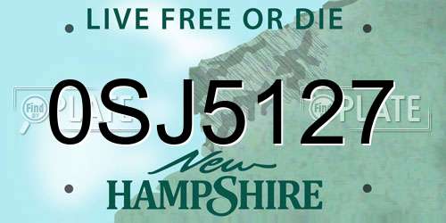 0SJ5127 New Hampshire License Plate