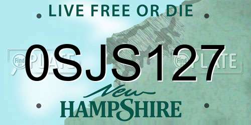 0SJS127 New Hampshire License Plate