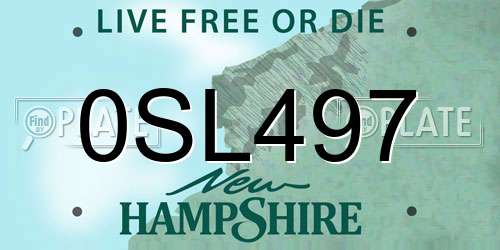 0SL497 New Hampshire License Plate
