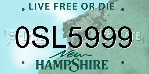 0SL5999 New Hampshire License Plate