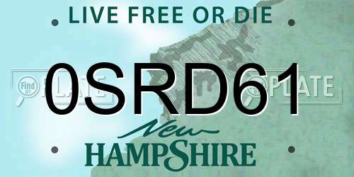 0SRD61 New Hampshire License Plate