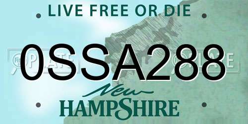 0SSA288 New Hampshire License Plate