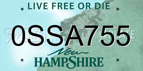 0SSA755 New Hampshire License Plate