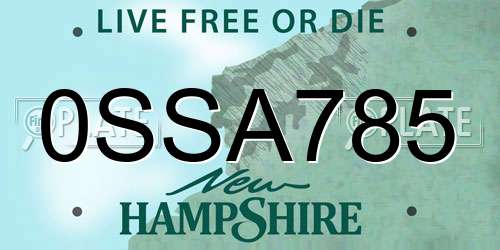 0SSA785 New Hampshire License Plate