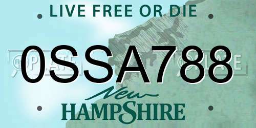0SSA788 New Hampshire License Plate