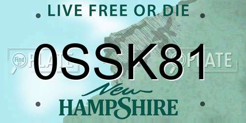 0SSK81 New Hampshire License Plate