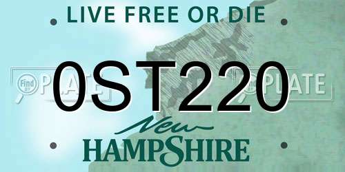 0ST220 New Hampshire License Plate