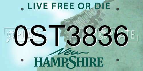 0ST3836 New Hampshire License Plate