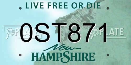 0ST871 New Hampshire License Plate