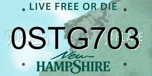 0STG703 New Hampshire License Plate