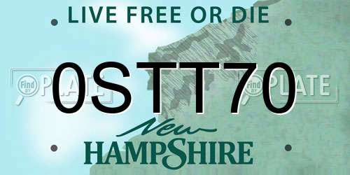 0STT70 New Hampshire License Plate