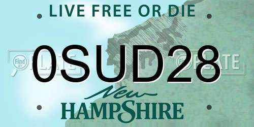 0SUD28 New Hampshire License Plate