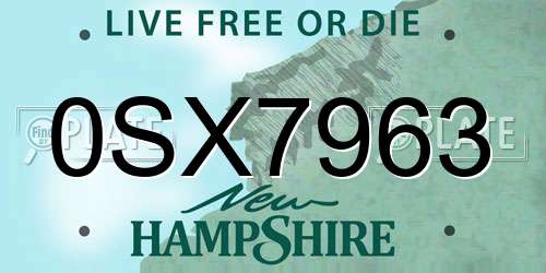 0SX7963 New Hampshire License Plate