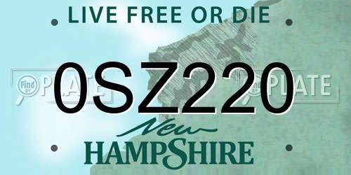 0SZ220 New Hampshire License Plate