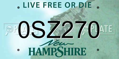 0SZ270 New Hampshire License Plate