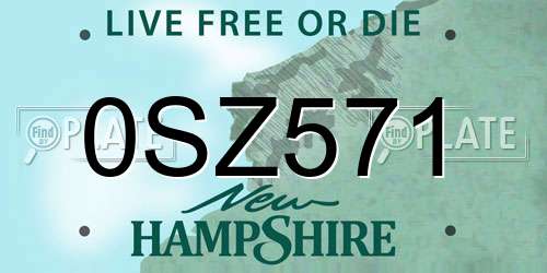 0SZ571 New Hampshire License Plate