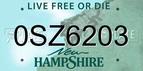 0SZ6203 New Hampshire License Plate