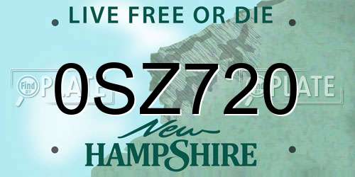 0SZ720 New Hampshire License Plate