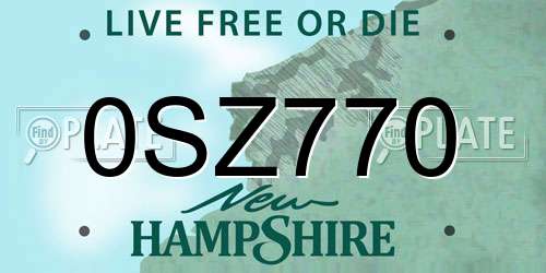 0SZ770 New Hampshire License Plate