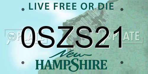 0SZS21 New Hampshire License Plate