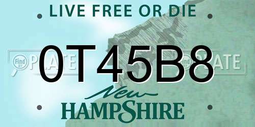 0T45B8 New Hampshire License Plate