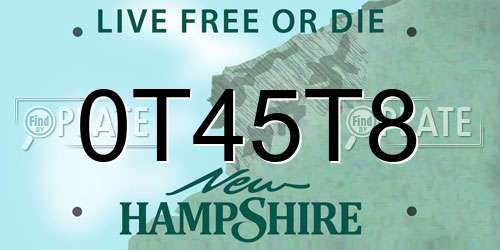 0T45T8 New Hampshire License Plate