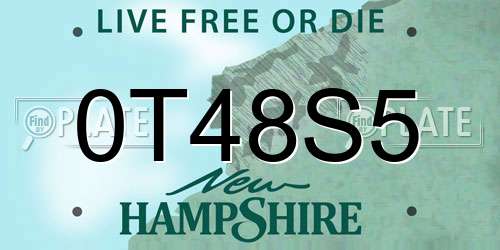 0T48S5 New Hampshire License Plate